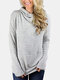 Casual High Neck Long Sleeve Plus Size Sweater with Pocket - Grey
