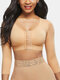 Front Closure Wireless X Back Design Adjustable 3/4 Length Sleeves Posture Sports Bra - Nude