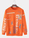 Mens Letter Graffiti Printed Crew Neck Street Pullover Sweatshirts - Orange