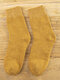 5 जोड़े पुरुष कपास टेरी फैब्रिक मोटा ठोस रंग सरल गर्मी जुराबें - पीला