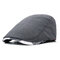 Mens Cotton Linen Solid Color Beret Cap Adjustable Vogue Casual Solid Forward Hat - Dark Grey