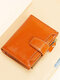 Genuine Leather Retro Multi-slots Wallet Short Multi-Function Purse - Brown