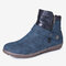 LOSTISY Forro quente com costura antiderrapante zíper casual bota de inverno plana - azul