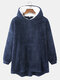 Mens Plush Fleece Star Print Thick Cozy Oversized Blanket Hoodie - Navy