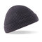 Men Women Solid Color Knitted Beanies Caps Outdoos Sport Rolled Cuff Brimless Hat - Dark Grey