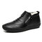 Men Stylish Side Zipper Warm Plush Lining Comfy Soft Casual Ankle Boots - Black
