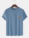 Mens Banana Embroidered Cotton Round Neck Casual Short Sleeve T-shirts - Blue