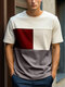 Mens Color Block Patchwork Crew Neck Casual Short Sleeve T-Shirts - Gray
