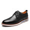 Men Microfiber Leather Comfy Soft Sole Lace Up Flat Casual Shoes - Black