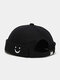 Unisex Cotton Smile Face Embroidered All-match Adjustable Brimless Beanie Landlord Caps Skull Caps - Black