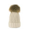 Warm Beanie Hats Tide Cute Lady Outdoor Knit Warm Wool Ball Wool Hat  - Beige