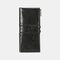 Women RIFD Retro Oil Wax Leather 12 Card Slots Wallet Long Phone Bag - Black