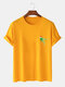 Mens Christmas Hat Cartoon Animal Printed O-Neck Cotton Short Sleeve T-Shirts - Yellow