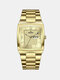 9 Colors Alloy Stainless Steel Men Casual Business Watch Calendar Pointer Quartz Watch - Gold