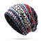 Unisex Floppy Ethnic Hat Cotton Headband Beanie Collars Hat Keep Warm Cap Dual Use Scarf - Blue/Red