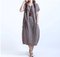 Large Size Cotton And Linen Women's Season New Fat Sister Loose Pocket Long Dress - Brown