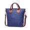 Women Patchwork Oxford PU Leather Handbag Shoulder Bag Crossbody Bags - Blue
