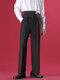 Pantalon large ample droit asymétrique pour hommes - Noir