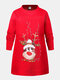Plus Size Lovely Cartoon Elk Print Christmas Casual Sweatshirt - Red