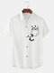 Mens Cute Panda Chest Print Casual Plain Short Sleeve Shirts - White