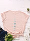 Moon Print Short Sleeve O-neck Loose Casual T-Shirt For Women - Light Pink