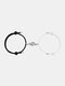 2 Pcs/Set Trendy Simple Holding Hands Shape Magnetic Pendant Hand-woven Alloy Couple Bracelets - Black+White