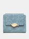 Women Artificial Leather Elegant Tri-fold Wallet Multi-compartment Short  Portable Wallet - Blue