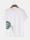 Mens Moon Astronaut Printed O-Neck 100% Cotton Short Sleeve T-Shirts - White