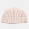 Men Women Solid Color Knitted Wool Hat Skull Cap Beanie Brimless Hats - Khaki