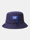 Unisex Cotton Fashion Cloth Label Sunshade Adjustable Couple Hat Bucket Hat - Navy