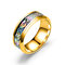 Unisex 8mm Stainless Steel Ring Colorful Dragon Pattern Blue Gold Couple Rings for Men Women Gift - Gold
