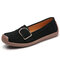 Women Buckle Decoration Comfy Soft Sole Casual Loafers - Black