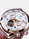 Fashion Men Automatic Watch Week Year Genuine Leather Strap Display Mechanical Watch - Brown