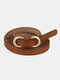 Women Genuine Leather 8-shaped Snaps Solid Color Versatile Decorate All-match Belt - Coffee