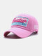 Unisex Cotton Letter Embroidery Patch All-match Sunscreen Baseball Cap - Pink