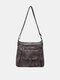 Women Vintage Faux Leather Multi-Compartments Waterproof Solid Color Crossbody Bag Shoulder Bag - Gray