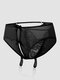 Sexy Open Crotch Bowknot Ribbon Back Design Transparent Panties - Black