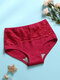Multi Color Women Lace Cotton Comfy Breathable Antibacterial Mid Waist Panties - Red