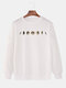 Mens Moon Graphic Chest Print Plain Elastic Hem Casual Loose Sweatshirts - White