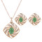 Elegant Jewelry Set Rhinestone Pearl Windmill Earrings Necklace Set - Green