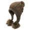 महिलाओं के घुटने की टोपी और दस्ताने सर्दियों सेट टोपी कान फ्लैप के साथ सेट करें बेनी टोपी अशुद्ध फर पोम पोम के साथ - #06