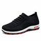 Men Knitted Fabric Comfy Breathable Lace Up Sport Casual Sneakers - Black