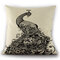 Travesseiro de linho de flor de pavão simples Caso Capa de almofada para sofá doméstico e carro dezembro - #12
