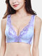 Women Lace Wireless Breathable Wide Straps Lightly Lined Cozy Bra - Purple