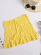 Solid Knit Crochet Hollow Knotted Beachwear Mini Skirt - Yellow