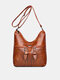 Women Faux Soft Leather Multi-Pocket Tote Bucket Bag Retro Large Capacity Crossbody Bag Travel Bag - Brown