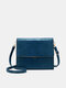 Vintage Stone Pattern Multi-Carry Crossbody Bag Faux Leather Decompression Strap Shoulder Bag - Blue