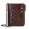 RFID Genuine Leather Casual 10 Card Slot Multifunction Wallets Double Zipper  Men Coin Bag  - Coffee
