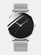 8 Colors Alloy Men Vintage Watch Decorated Pointer Quartz Watch - Silver Band Silver Case Black Di