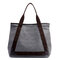 Casual Women Canvas Patchwork Handbag Shoulder Bags Tote - Gray